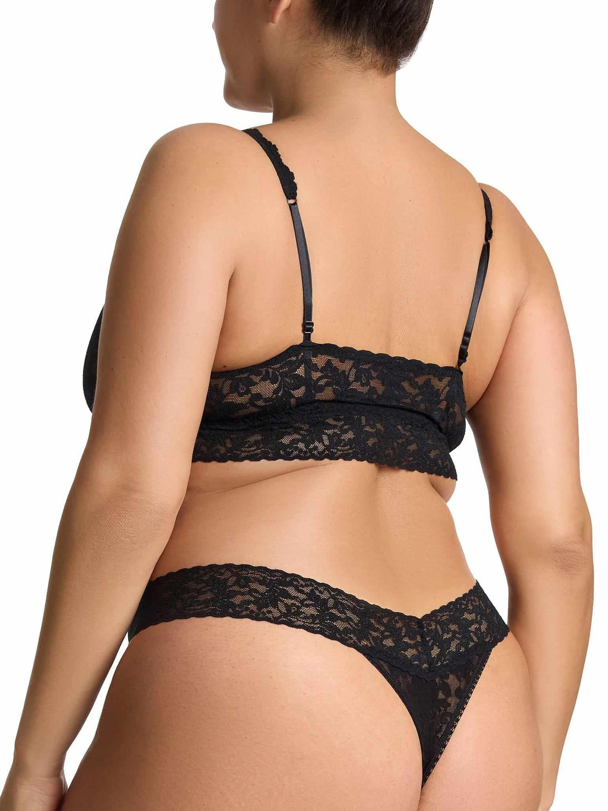 Hanky Panky V-Neck Retro Lace Bralette Black