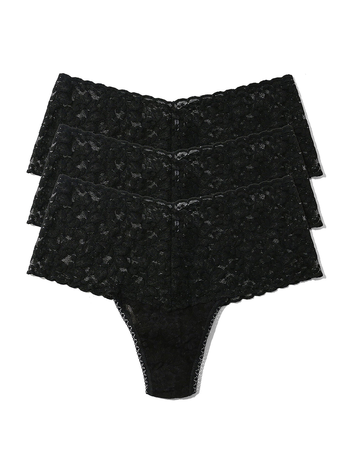 Hanky Panky 3 Pack Retro Lace Thong Black