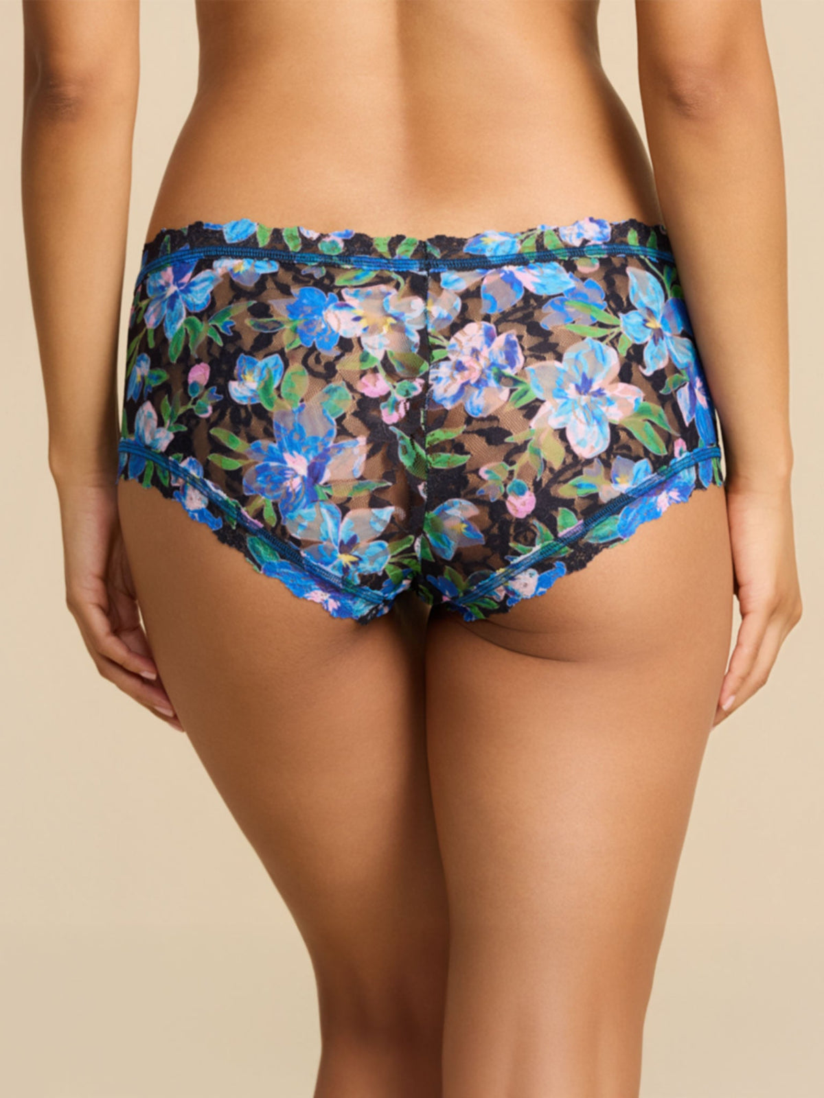 Hanky Panky Printed Signature Lace® Boyshort Ocean Blooms Black