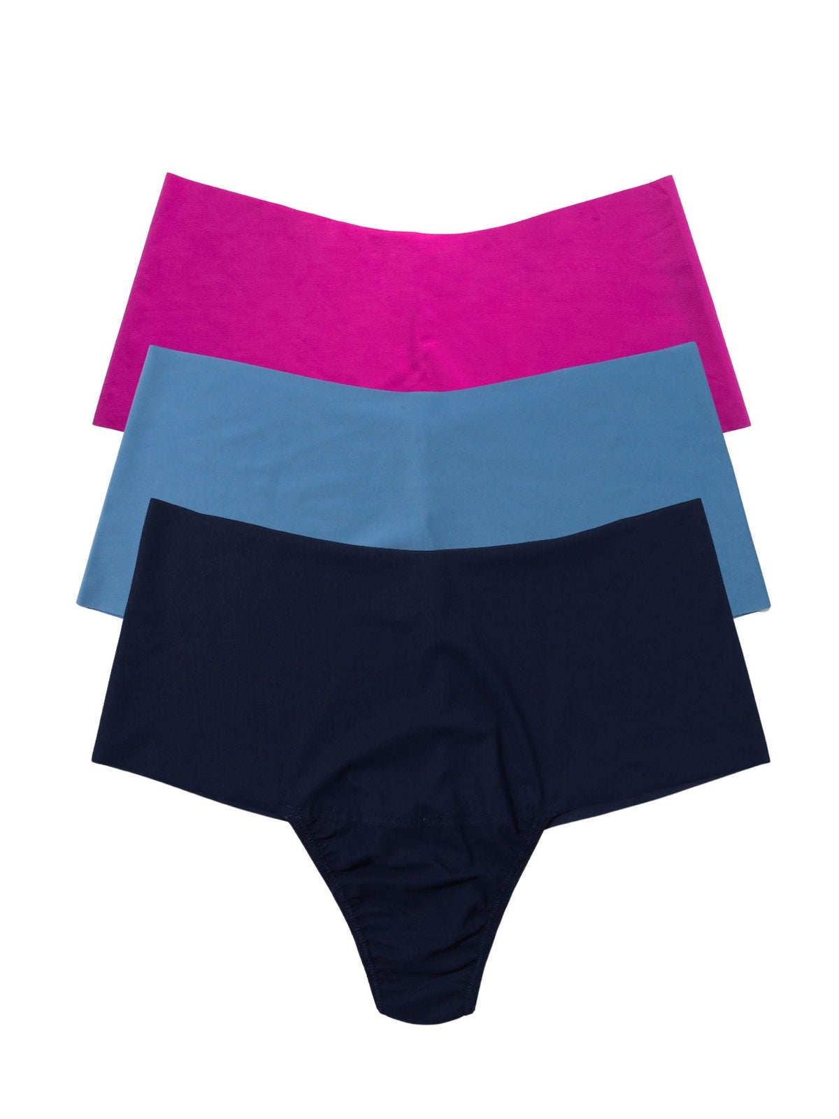 Hanky Panky BreatheSoft™ High Rise Thong 3 Pack Hot Fuchsia Pink/Rainy Day/Navy