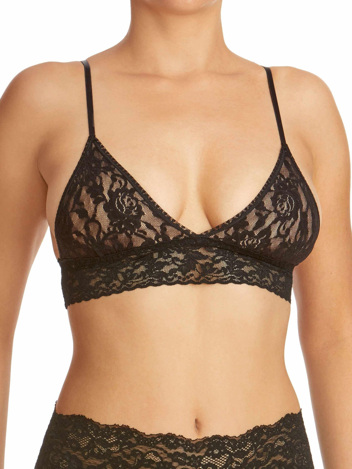Hanky Panky Women's Black Lace Padded Triangle Bralette