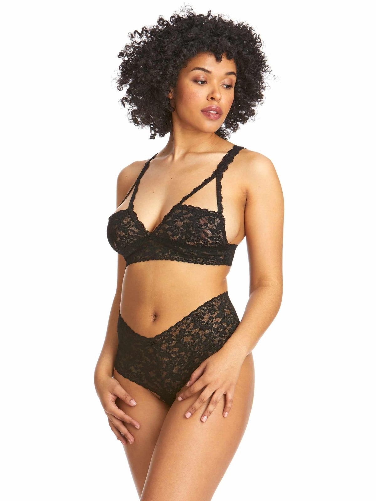 Hanky Panky &oh™ Retro Lace Crotchless Thong Black