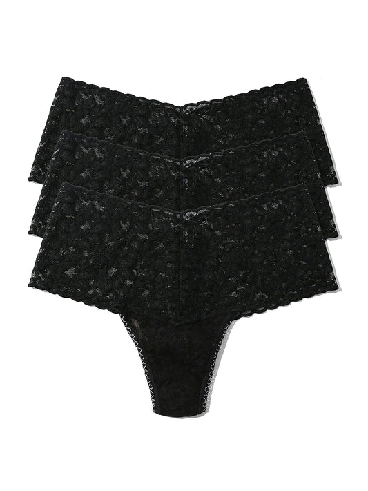 Hanky Panky 3 Pack Retro Lace Thong Black