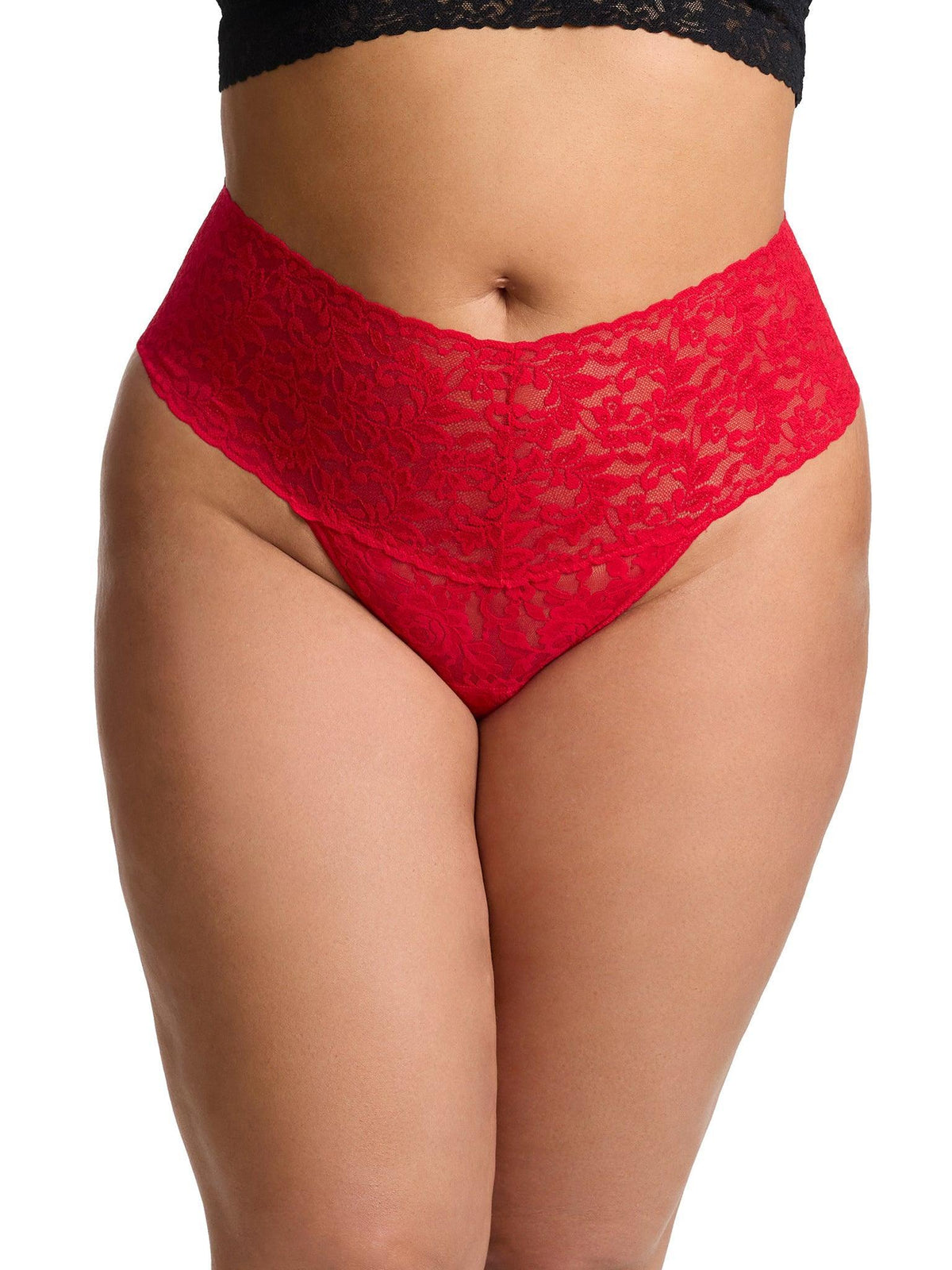 Hanky Panky Plus Size Retro Lace Thong Red