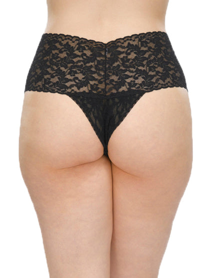 Hanky Panky Plus Size Retro Lace Thong Black