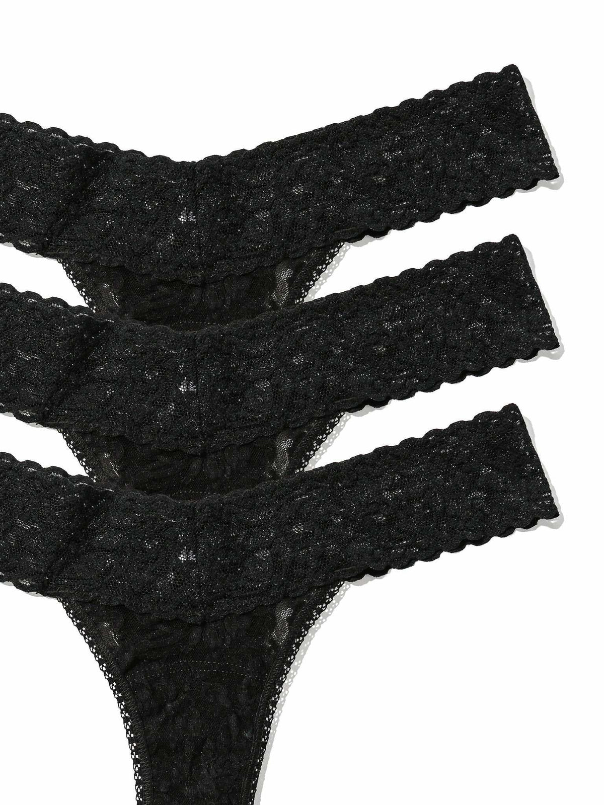Hanky Panky 3 Pack Signature Lace® Low Rise Thongs Black