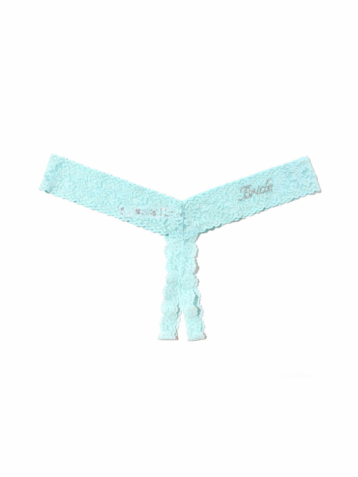 Hanky Panky Plus Size Bride Crystal Crotchless Thong Celeste Blue