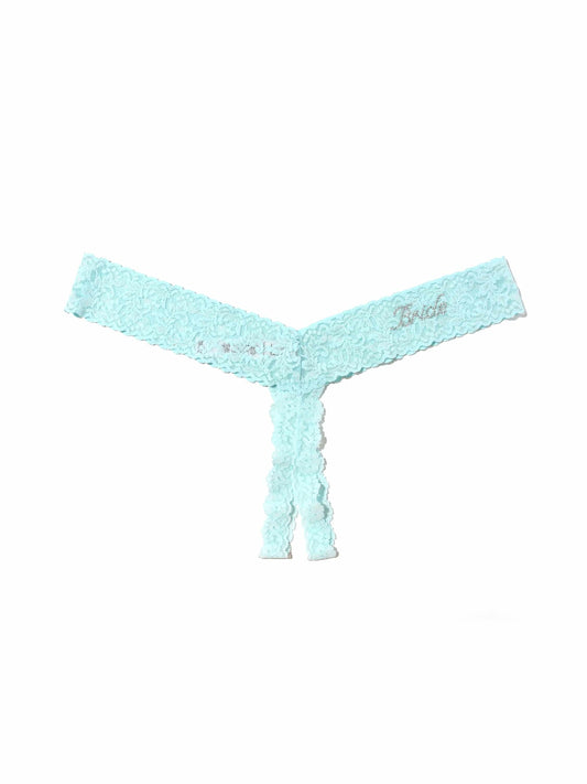 Hanky Panky Plus Size Bride Crystal Crotchless Thong Celeste Blue