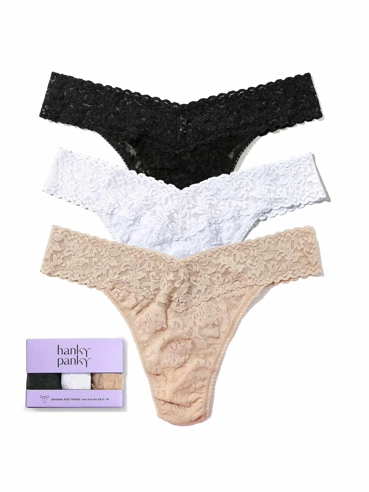 Hanky Panky 3 Pack Signature Lace® Original Rise Thongs