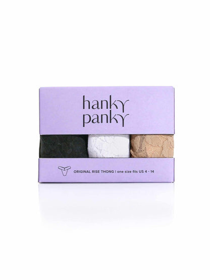 Hanky Panky 3 Pack Signature Lace® Original Rise Thongs