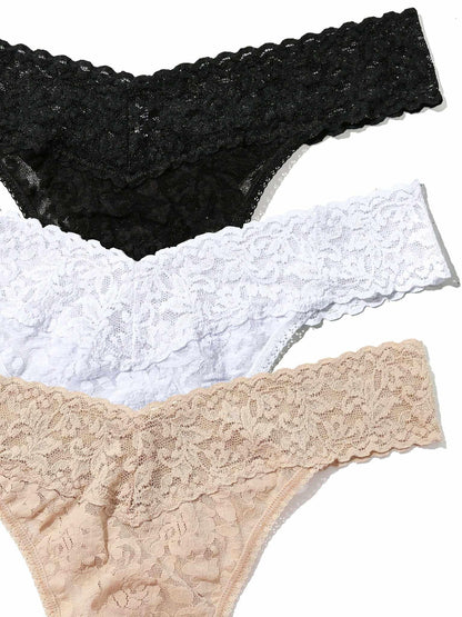 Hanky Panky 3 Pack Signature Lace® Original Rise Thongs