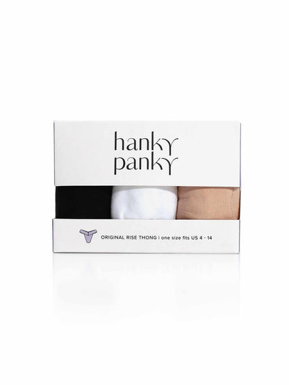 Hanky Panky 3 Pack Supima® Cotton Original Rise Thongs with Lace