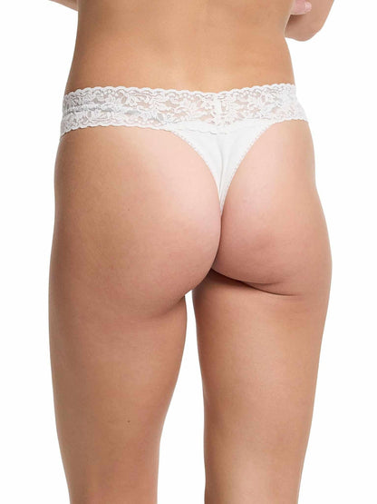 Hanky Panky 3 Pack Supima® Cotton Original Rise Thongs with Lace