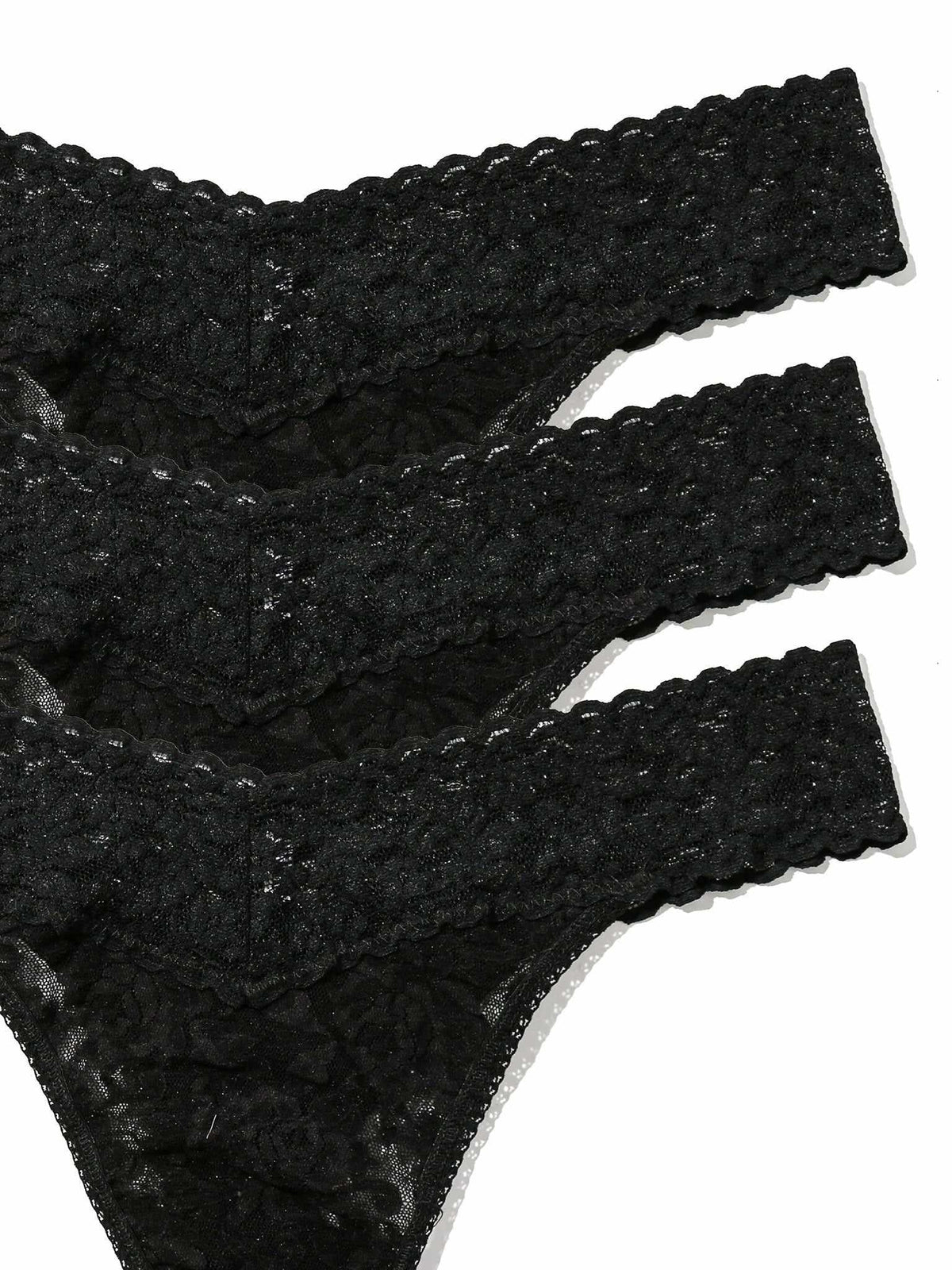Hanky Panky 3 Pack Signature Lace® Original Rise Thongs Black
