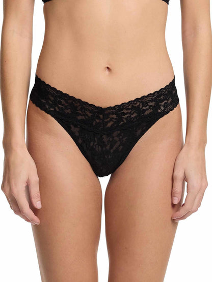 Hanky Panky 3 Pack Signature Lace® Original Rise Thongs Black