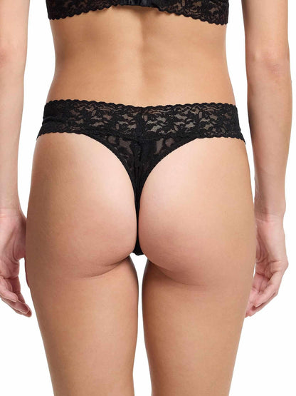 Hanky Panky 3 Pack Signature Lace® Original Rise Thongs Black