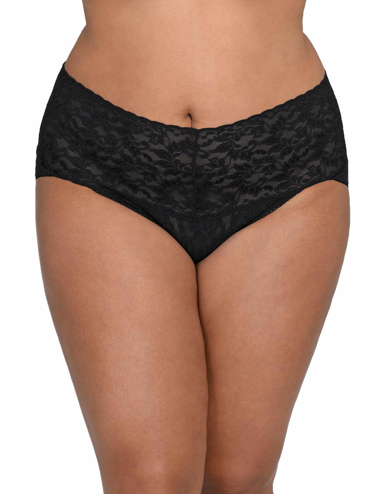 Hanky Panky Plus Size Retro Lace V-kini Black