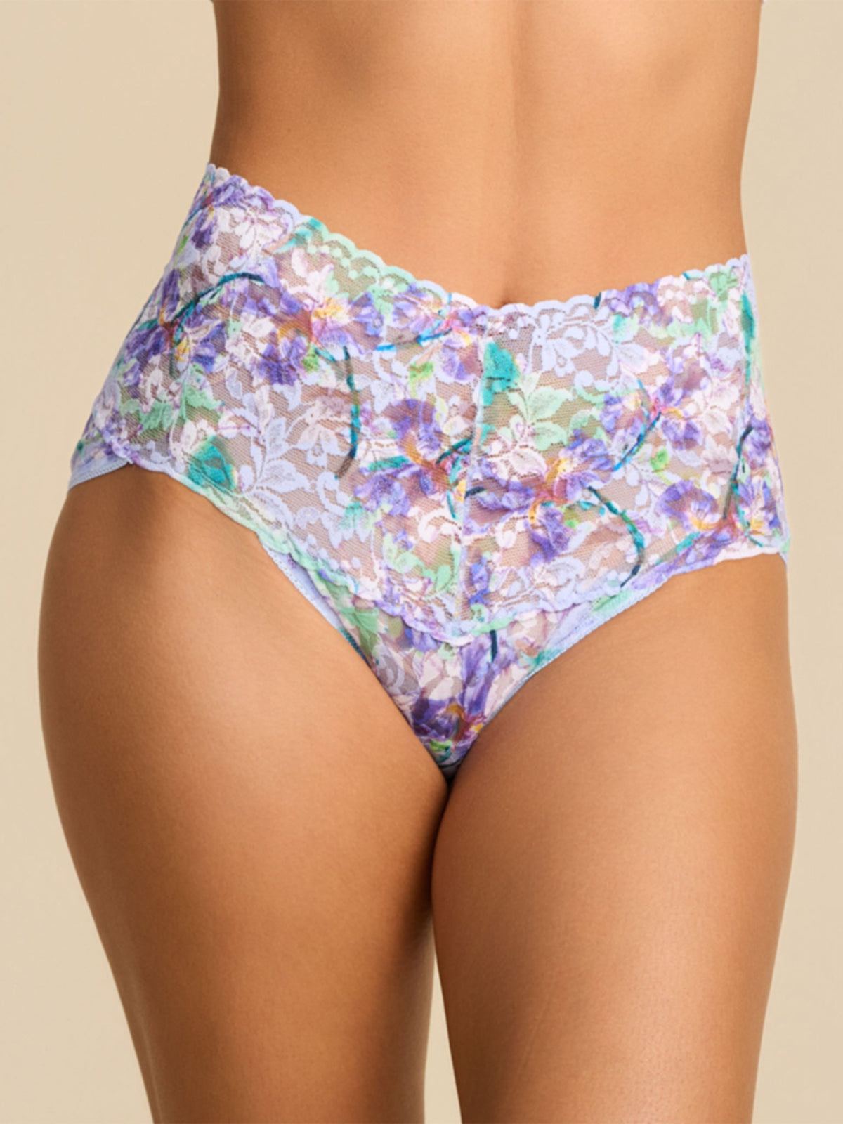 Hanky Panky Printed Retro Lace V-Kini Floral Pleinair Blue