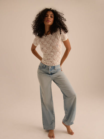 Hanky Panky Signature Lace® Short Sleeve Top Marshmallow