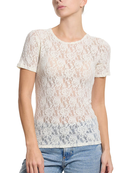 Hanky Panky Signature Lace® Short Sleeve Top Marshmallow