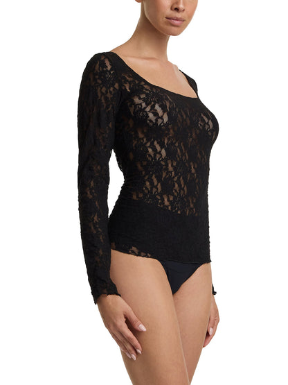 Hanky Panky Signature Lace® Square Neck Long Sleeve Top Black Sale