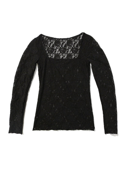 Hanky Panky Signature Lace® Square Neck Long Sleeve Top Black Sale