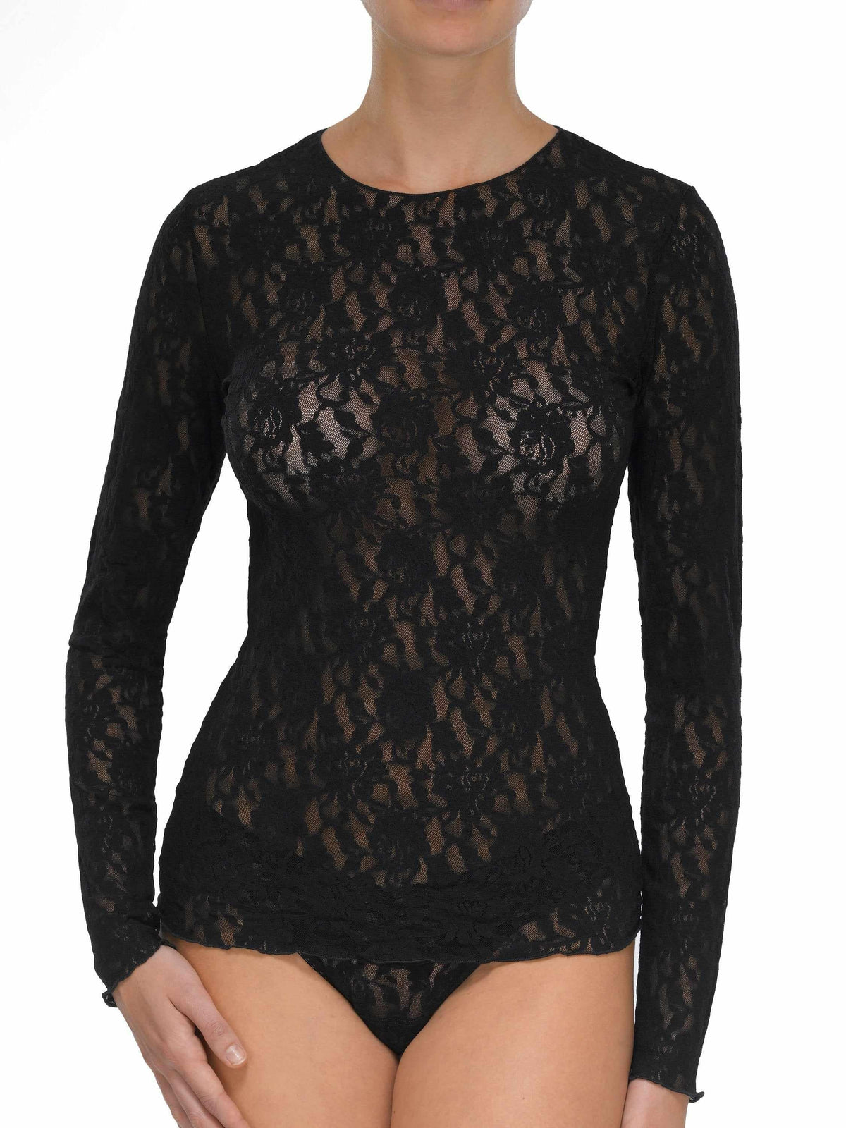 Hanky Panky Signature Lace® Long Sleeve Top Black