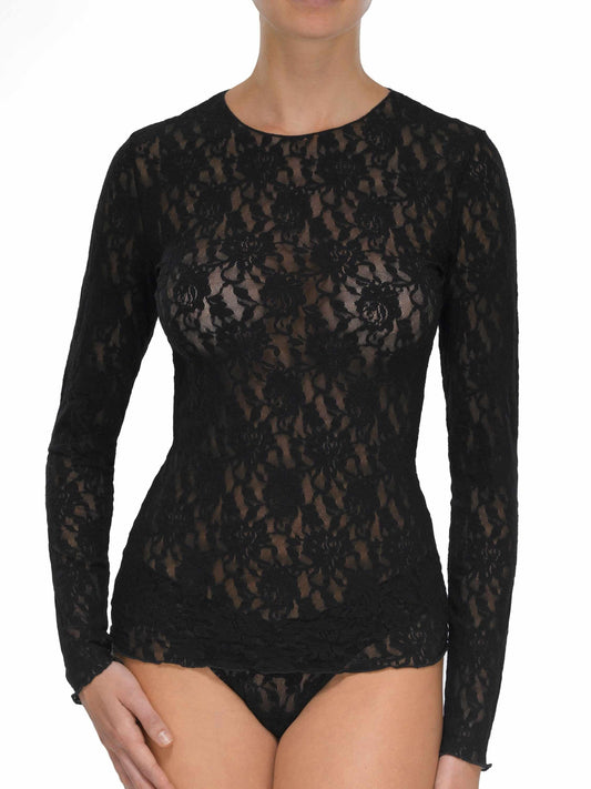 Hanky Panky Signature Lace® Long Sleeve Top Black