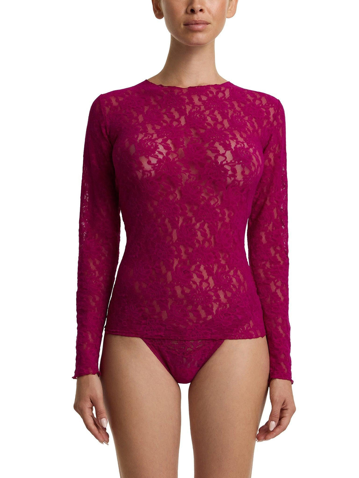 Hanky Panky Signature Lace® Long Sleeve Top From The Vine Red