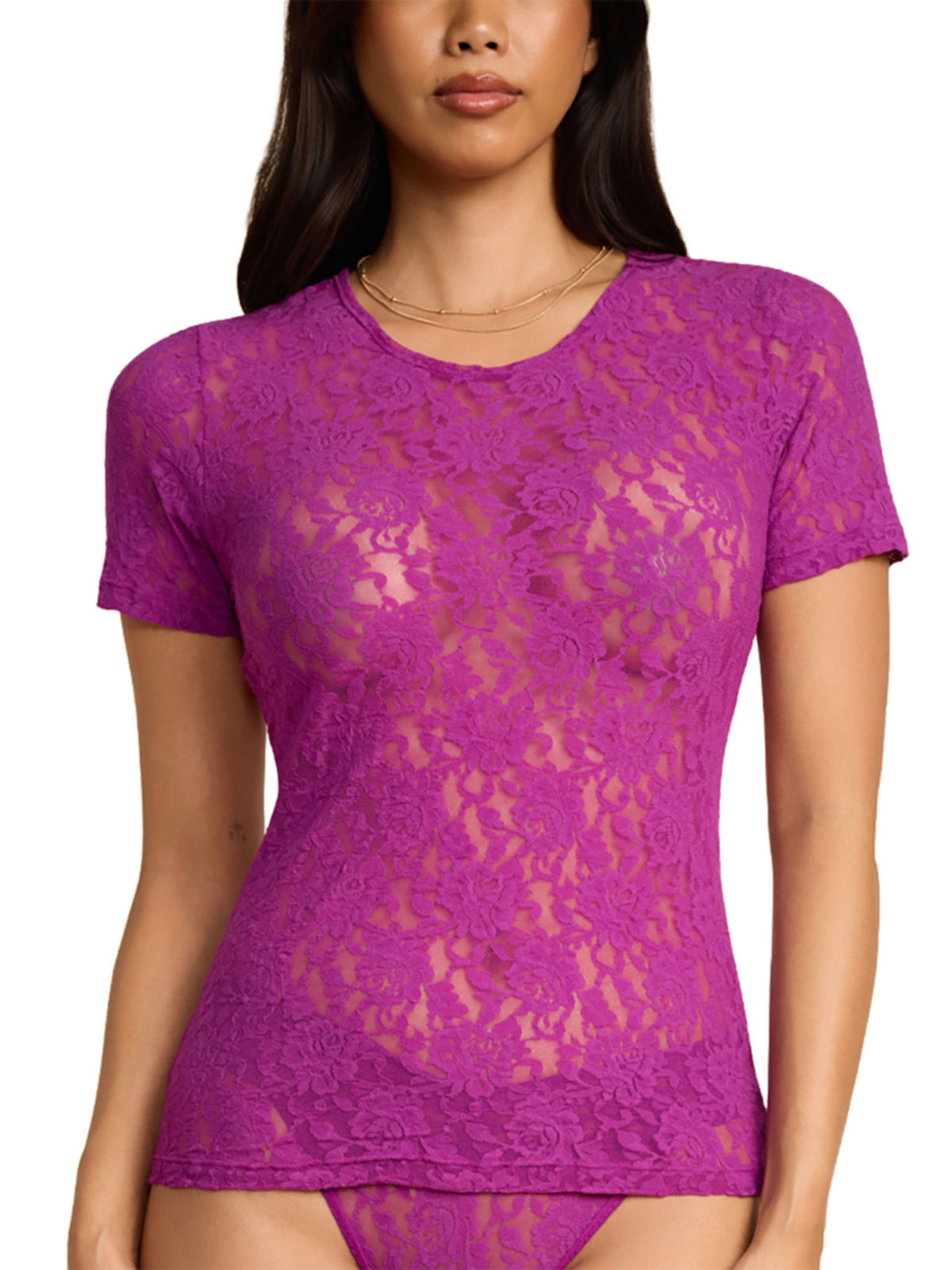 Hanky Panky Signature Lace® Short Sleeve Top Boysenberry Purple