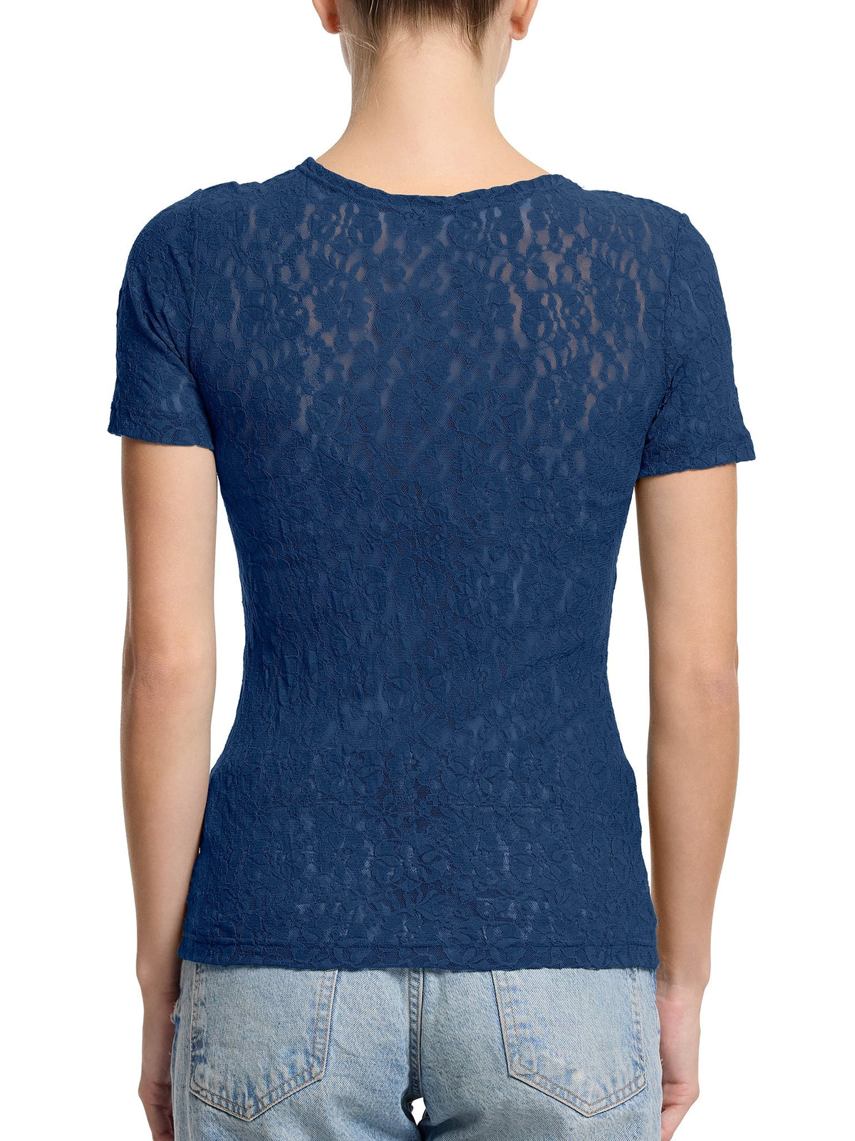 Hanky Panky Flora Lace Short Sleeve Top Night Owl Blue Sale
