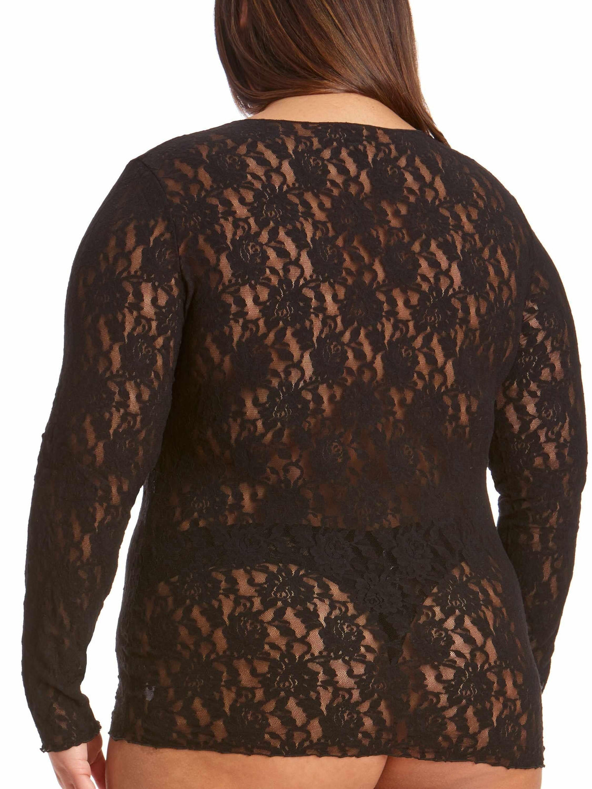 Hanky Panky Plus Size Signature Lace® Long Sleeve Top Black