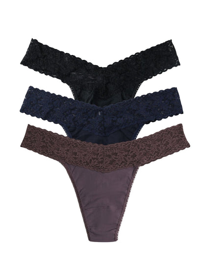 Hanky Panky Moonrise Trio 3 Pack Supima® Cotton Original Rise Thongs