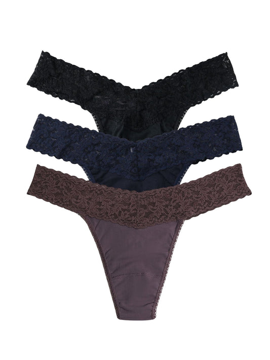 Hanky Panky Moonrise Trio 3 Pack Supima® Cotton Original Rise Thongs