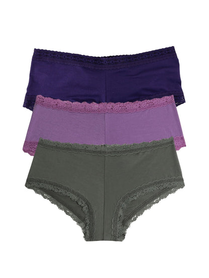 Hanky Panky DreamEase™ Boyshort 3 Pack Indigo/Berry Pie Purple/Spaced Out Grey