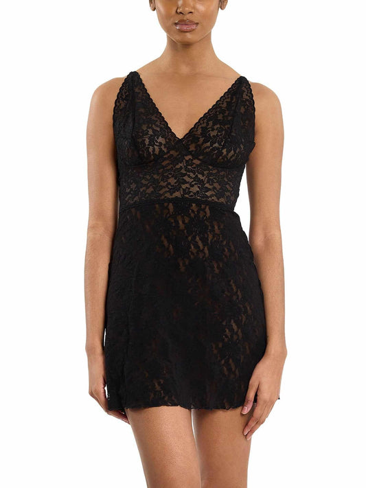 Hanky Panky Retro Lace Plunge Chemise Black