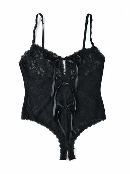 Hanky Panky &oh™ Plus Size Signature Lace® Crotchless Teddy Black Sal