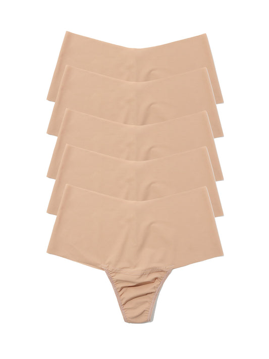 Hanky Panky BreatheSoft™ High Rise Thong 5 Pack Taupe