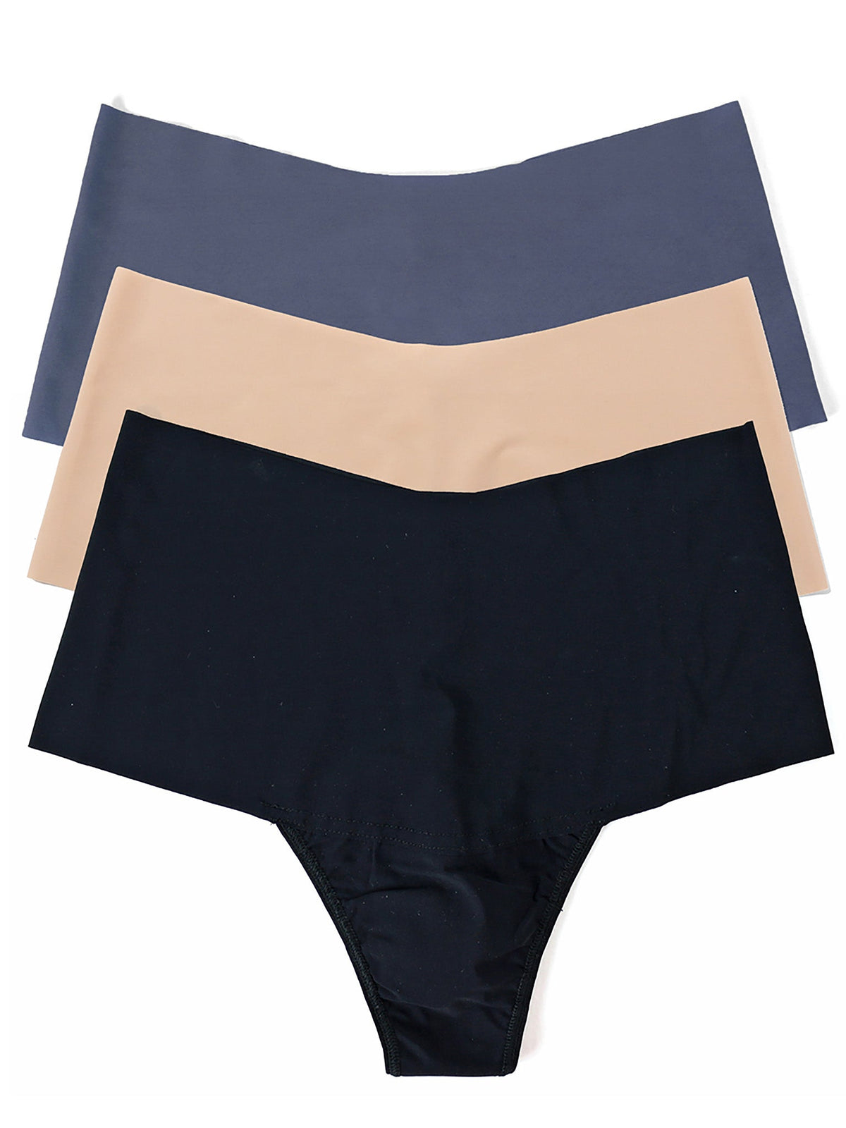 Hanky Panky BreatheSoft™ High Rise Thong 3 Pack Black/Taupe/Granite Grey