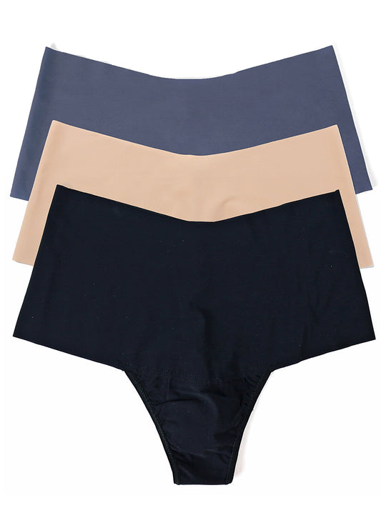 Hanky Panky BreatheSoft™ High Rise Thong 3 Pack Black/Taupe/Granite Grey