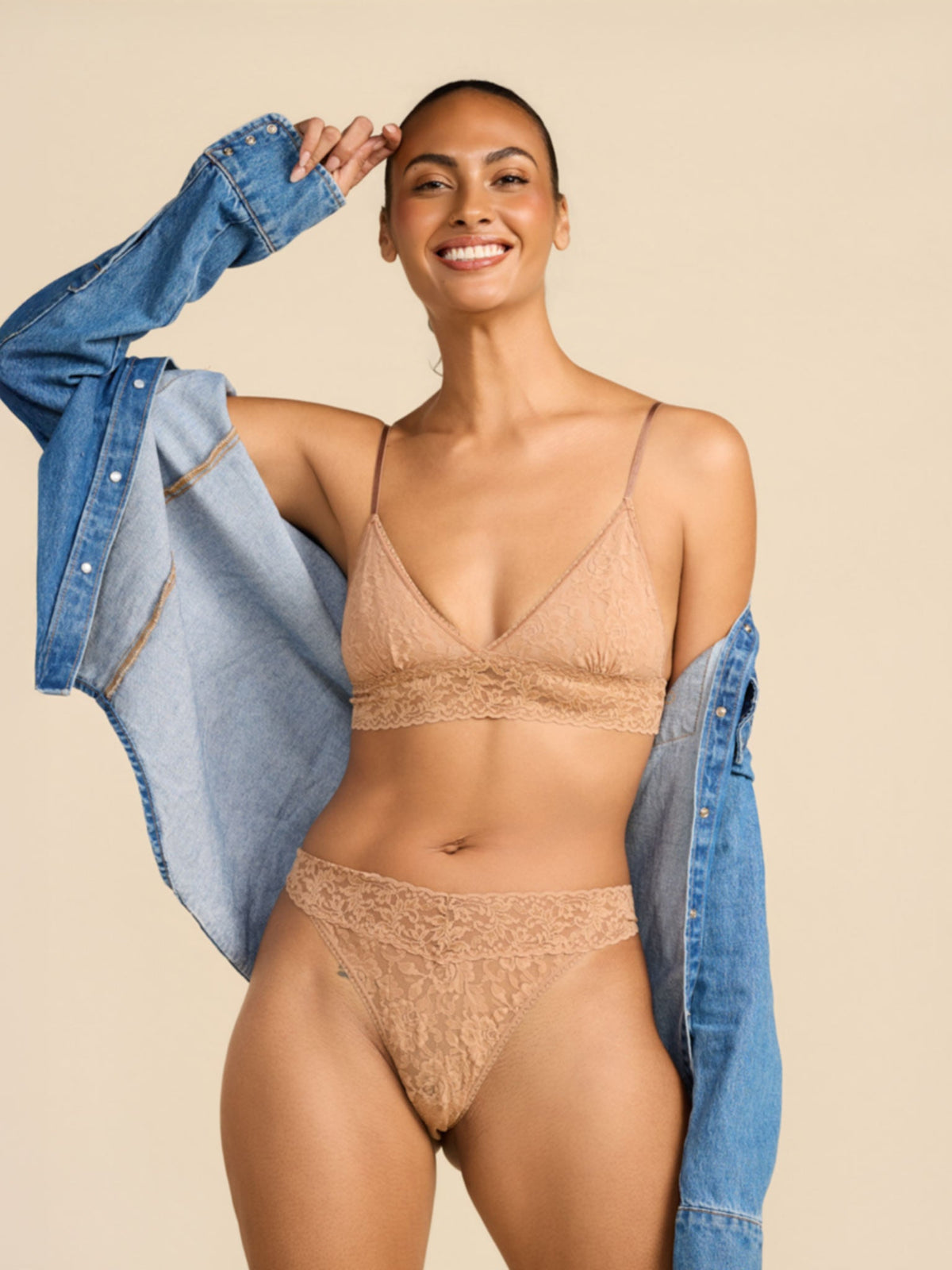 Hanky Panky Signature Lace® Padded Triangle Bralette Sun Tan