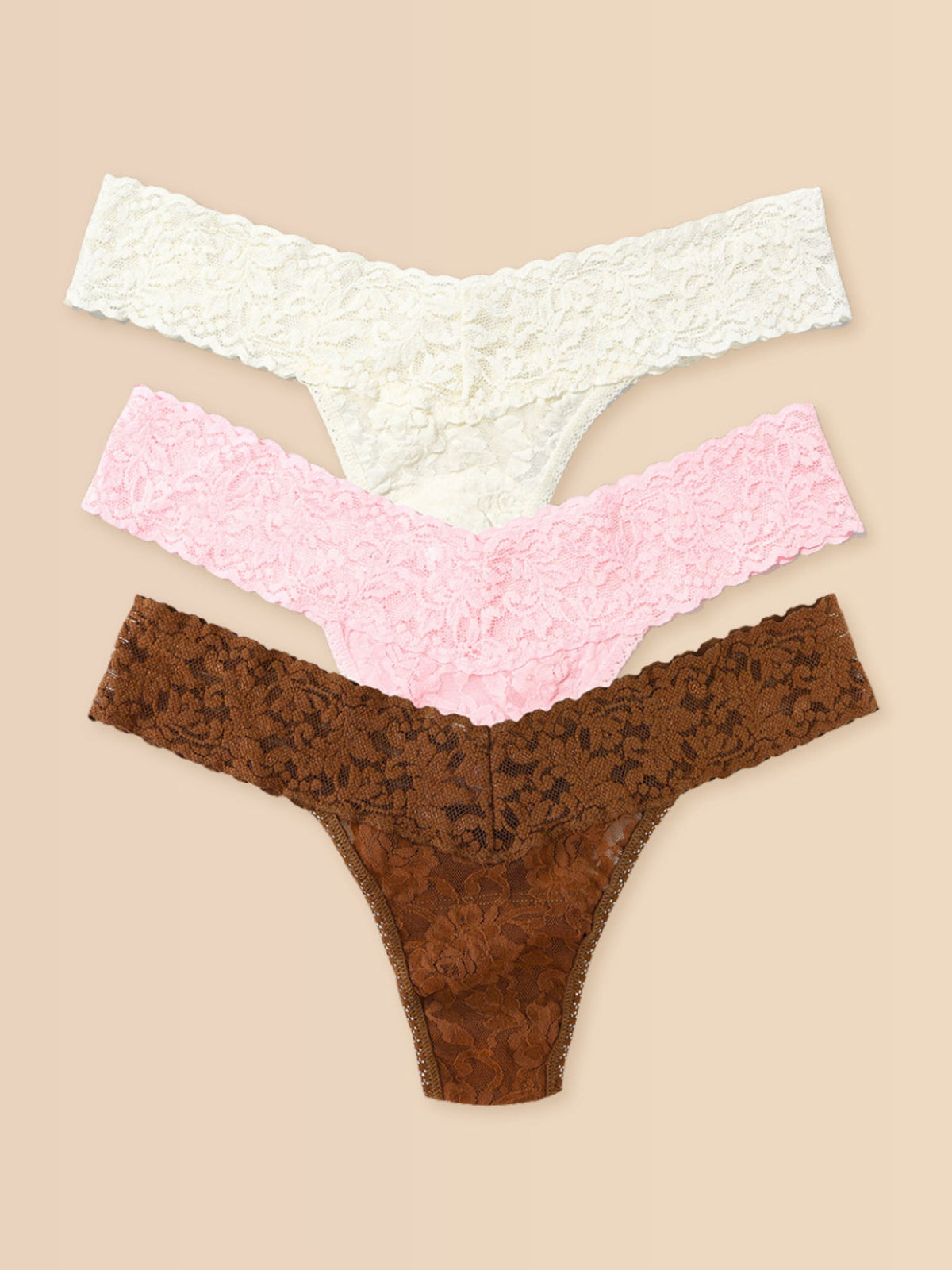 Hanky Panky Signature Lace® Low Rise Thong Ice Cream 3 Pack Neapolitan Ice Cream