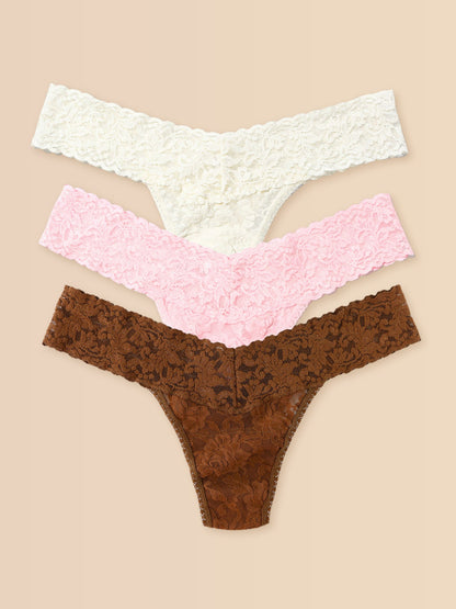 Hanky Panky Signature Lace® Low Rise Thong Ice Cream 3 Pack Neapolitan Ice Cream