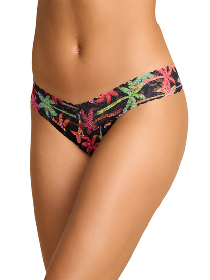 Hanky Panky Signature Lace® Low Rise Printed Thong And SAXX Drop Temp Cooling Cotton Boxer Brief Mixed Palms-Black