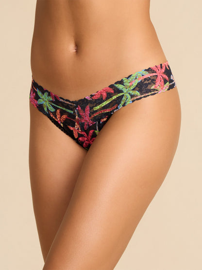 Hanky Panky Signature Lace® Low Rise Printed Thong And SAXX Drop Temp Cooling Cotton Boxer Brief Mixed Palms-Black