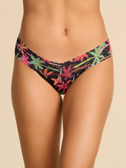 Hanky Panky Signature Lace® Low Rise Printed Thong And SAXX Drop Temp Cooling Cotton Boxer Brief Mixed Palms-Black