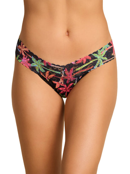 Hanky Panky Signature Lace® Low Rise Printed Thong And SAXX Drop Temp Cooling Cotton Boxer Brief Mixed Palms-Black