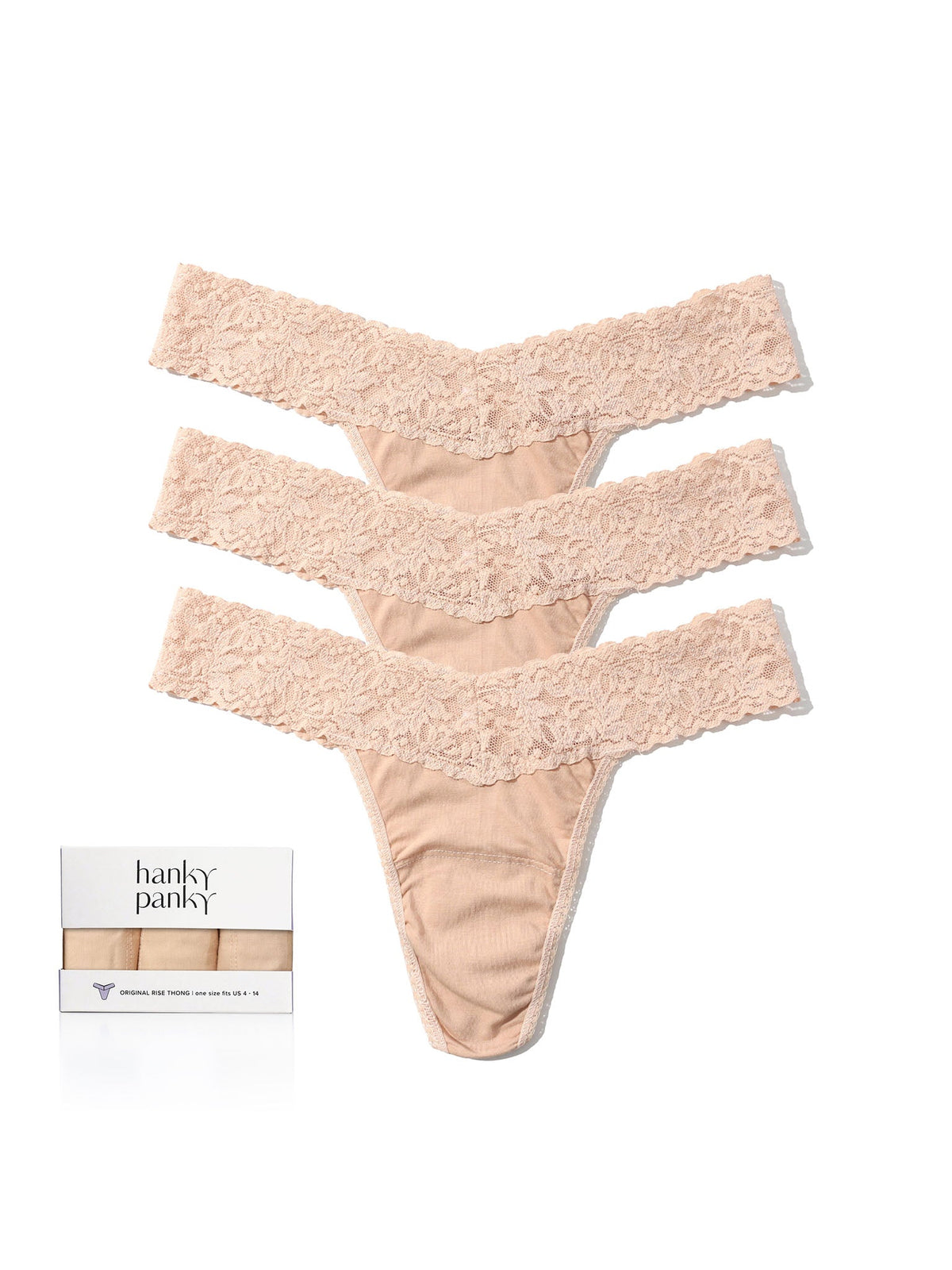 Hanky Panky 3 Pack Supima® Cotton Original Rise Thongs Chai