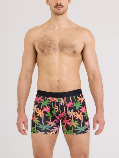 Hanky Panky Signature Lace® Original Rise Printed Thong And SAXX Drop Temp Cooling Cotton Boxer Brief Mixed Palms-Black