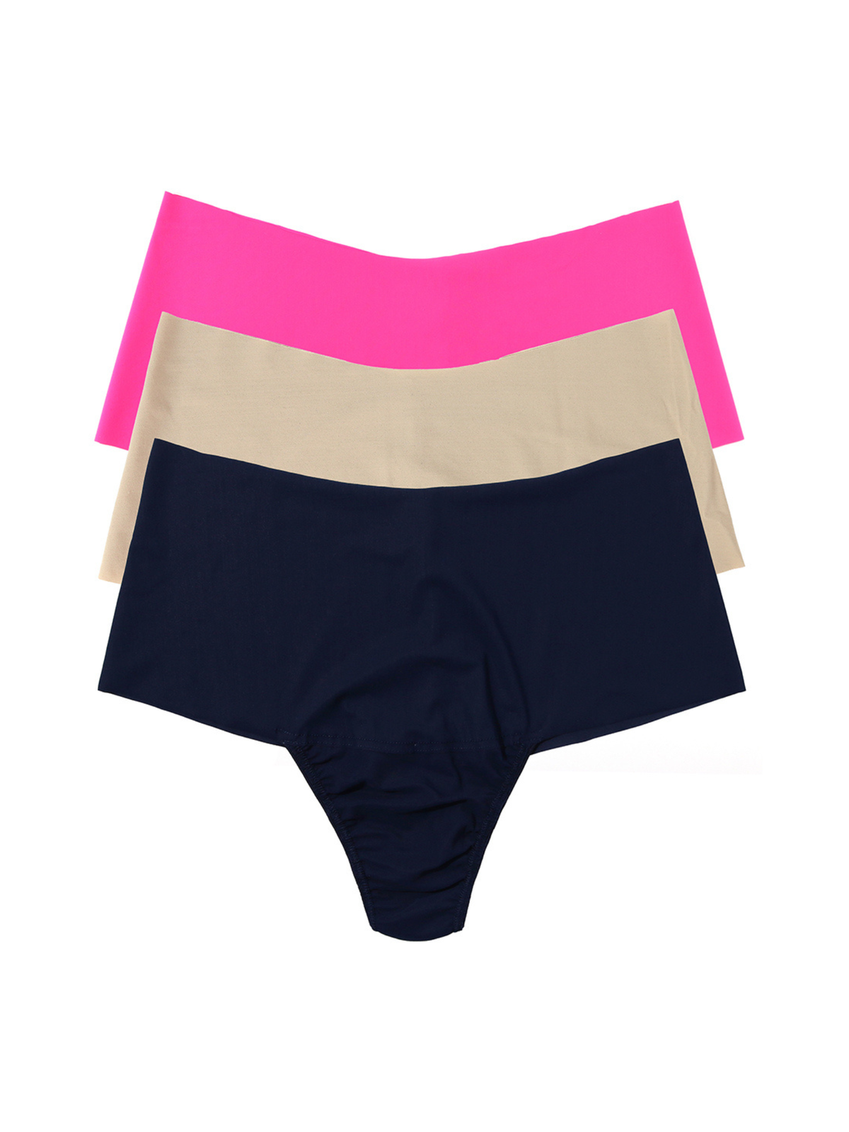 Hanky Panky BreatheSoft™ High Rise Thong 3 Pack Provocative Pink/Taupe/Navy